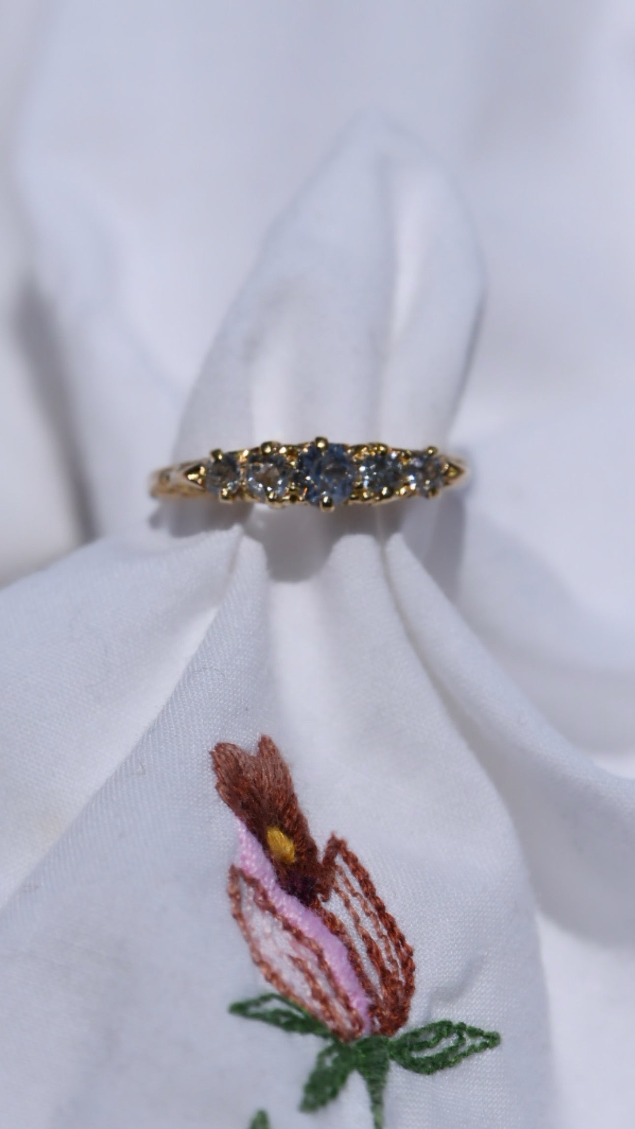Victorian British 18K Gold Old Mine Cut Diamond Ring | Antique Five Stone Diamond Band by WC & Co
