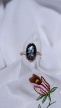 Art Nouveau Limoges Enamel Portrait Ring in 10K Gold | Signed “Carlandie” French Miniature, c.1900