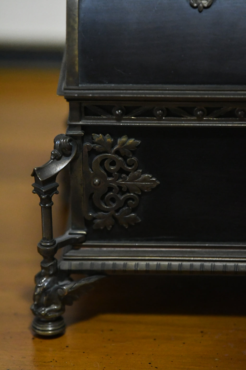 Exceptional 19th-Century Gothic Revival Bronze-Mounted Cassette (Casket) with Iron Interior