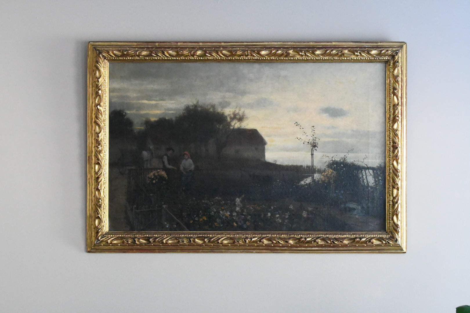 19th Century German School Romantic Garden Scene, Oil on Canvas, Karl Bennewitz von Loefen Jr.