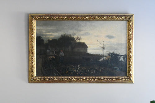 19th Century German School Romantic Garden Scene, Oil on Canvas, Karl Bennewitz von Loefen Jr.