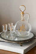 19th Century French Crystal Decanter & Glasses Set, Gilded Monogram, Le Rosey Paris