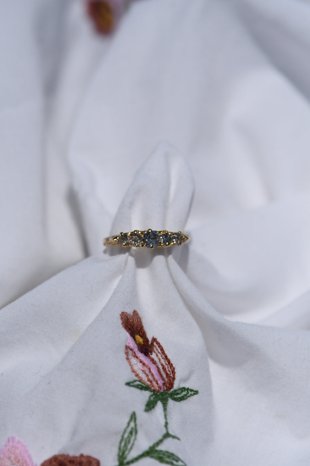 Victorian British 18K Gold Old Mine Cut Diamond Ring | Antique Five Stone Diamond Band by WC & Co