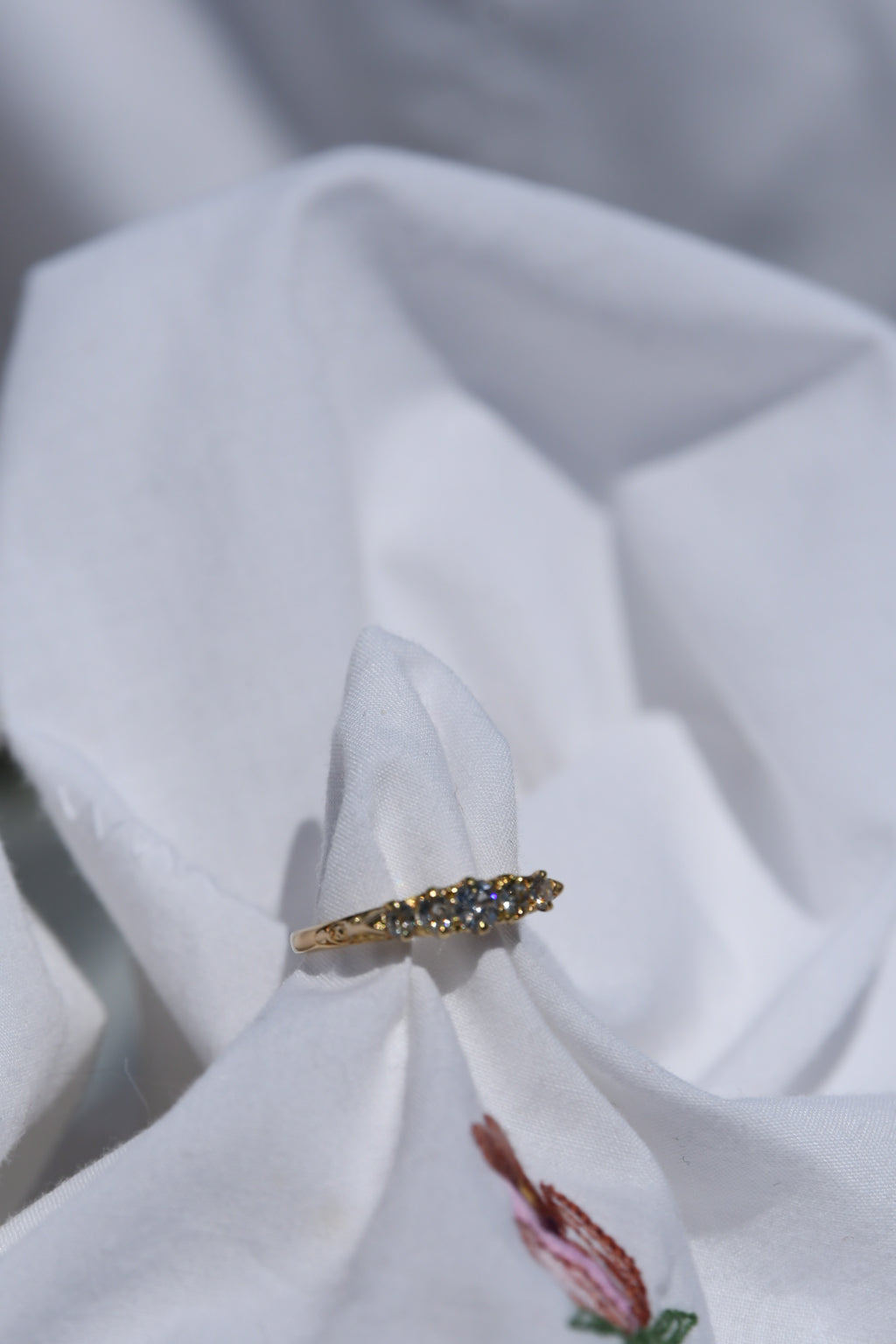 Victorian British 18K Gold Old Mine Cut Diamond Ring | Antique Five Stone Diamond Band by WC & Co