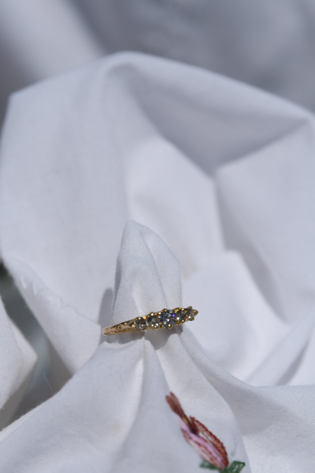 Victorian British 18K Gold Old Mine Cut Diamond Ring | Antique Five Stone Diamond Band by WC & Co