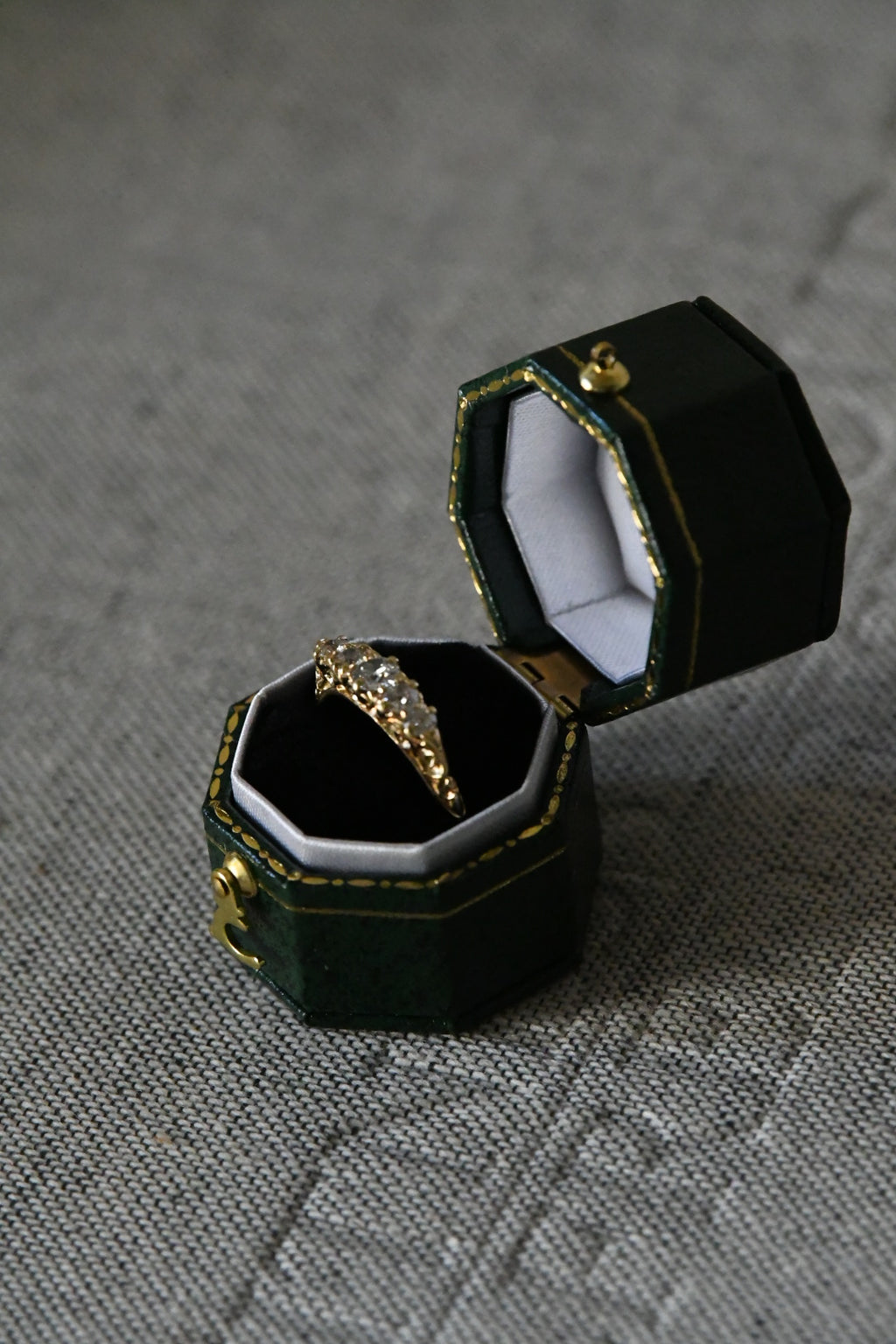 Victorian British 18K Gold Old Mine Cut Diamond Ring | Antique Five Stone Diamond Band by WC & Co