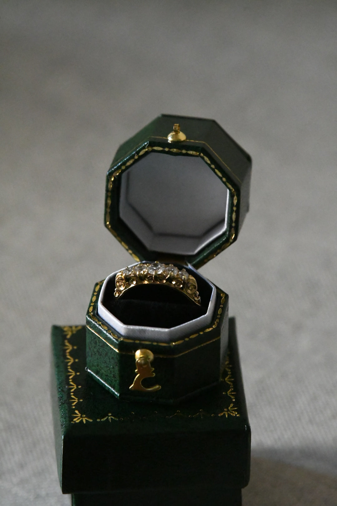 Victorian British 18K Gold Old Mine Cut Diamond Ring | Antique Five Stone Diamond Band by WC & Co