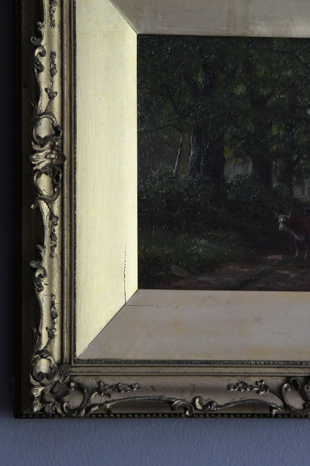 Antique Victorian British Pastoral Landscape with Cattle, Signed W. Lewis, Oil on Canvas, English Country Scene