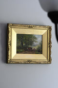 Antique Victorian British Pastoral Landscape with Cattle, Signed W. Lewis, Oil on Canvas, English Country Scene