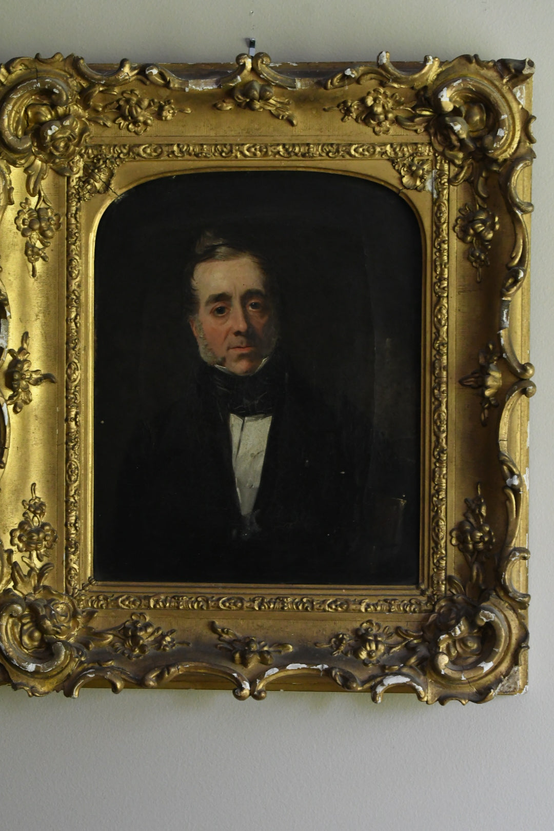 Antique English School Portrait of a Gentleman with Leather-Bound Book, Oil on Canvas, Circa 1840–1850, Early Victorian