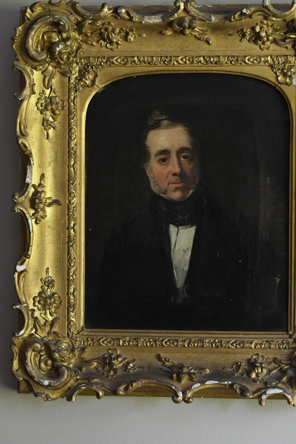 Antique English School Portrait of a Gentleman with Leather-Bound Book, Oil on Canvas, Circa 1840–1850, Early Victorian