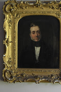 Antique English School Portrait of a Gentleman with Leather-Bound Book, Oil on Canvas, Circa 1840–1850, Early Victorian