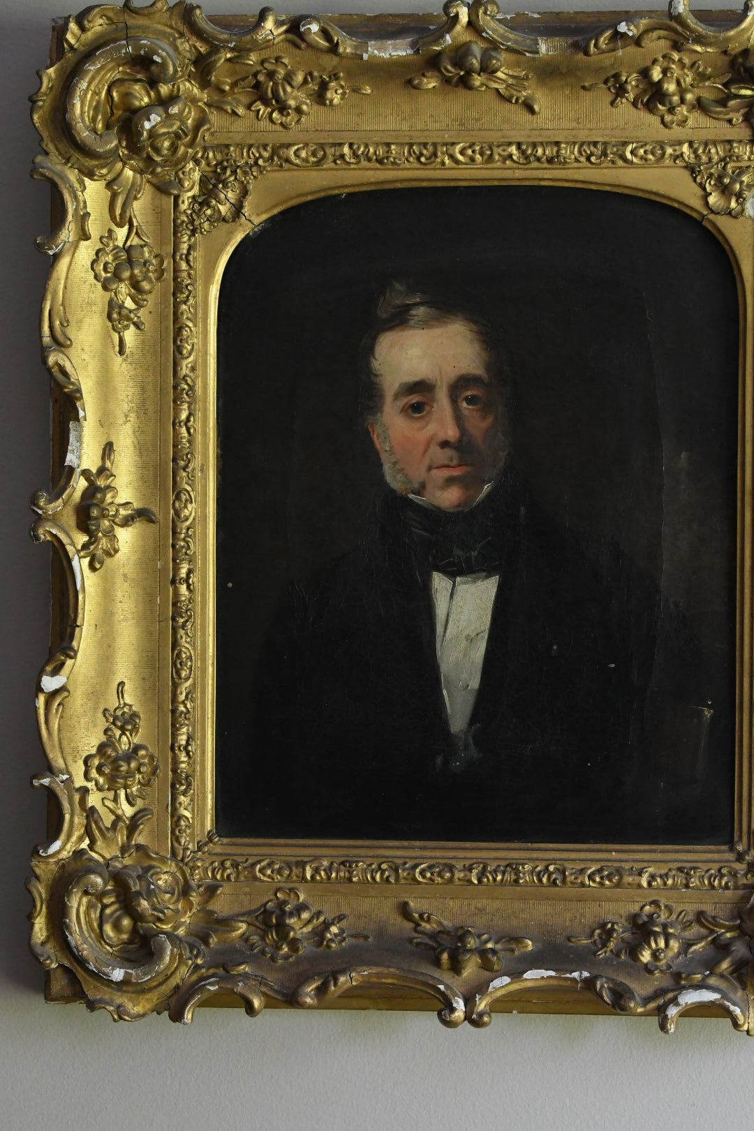 Antique English School Portrait of a Gentleman with Leather-Bound Book, Oil on Canvas, Circa 1840–1850, Early Victorian