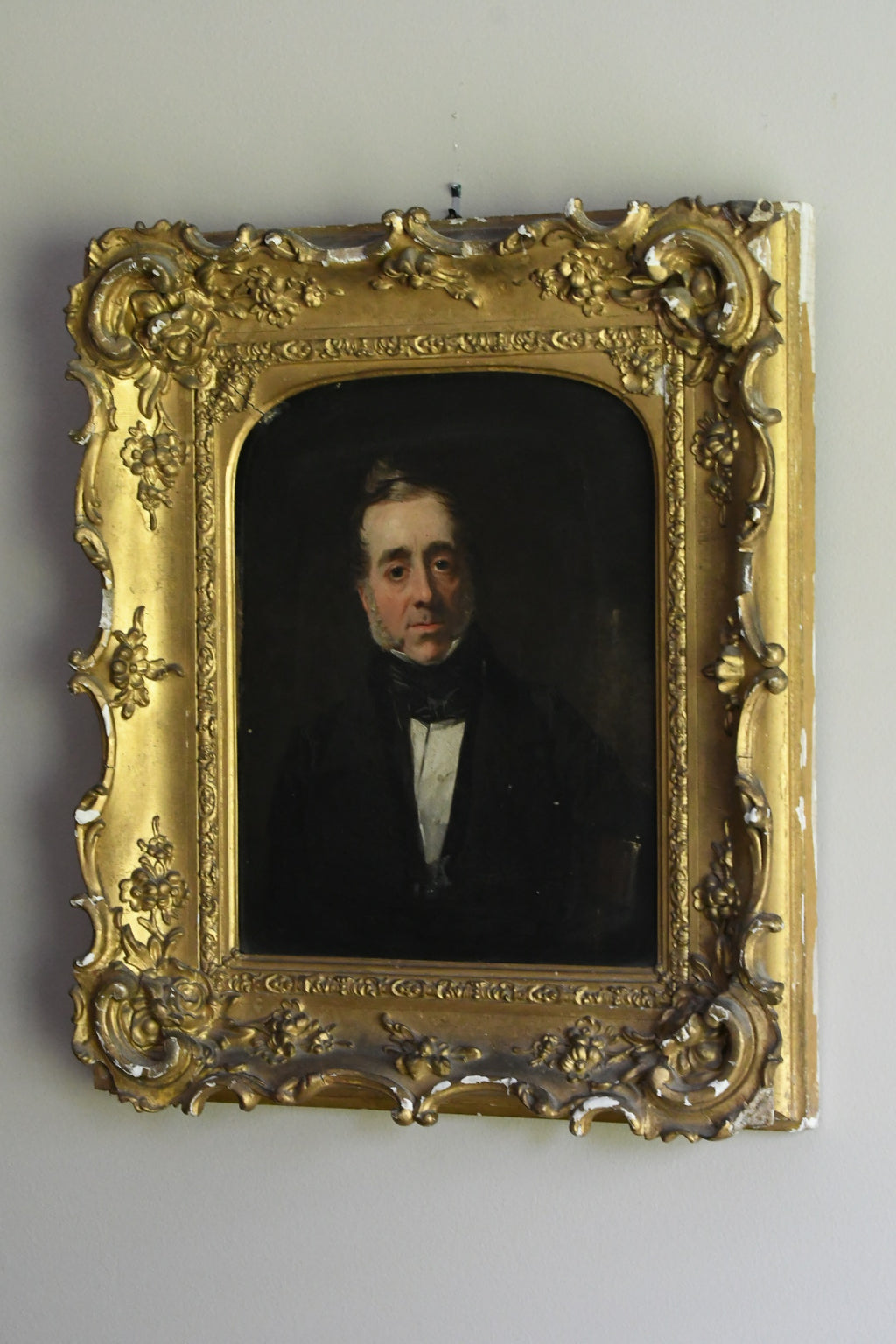 Antique English School Portrait of a Gentleman with Leather-Bound Book, Oil on Canvas, Circa 1840–1850, Early Victorian