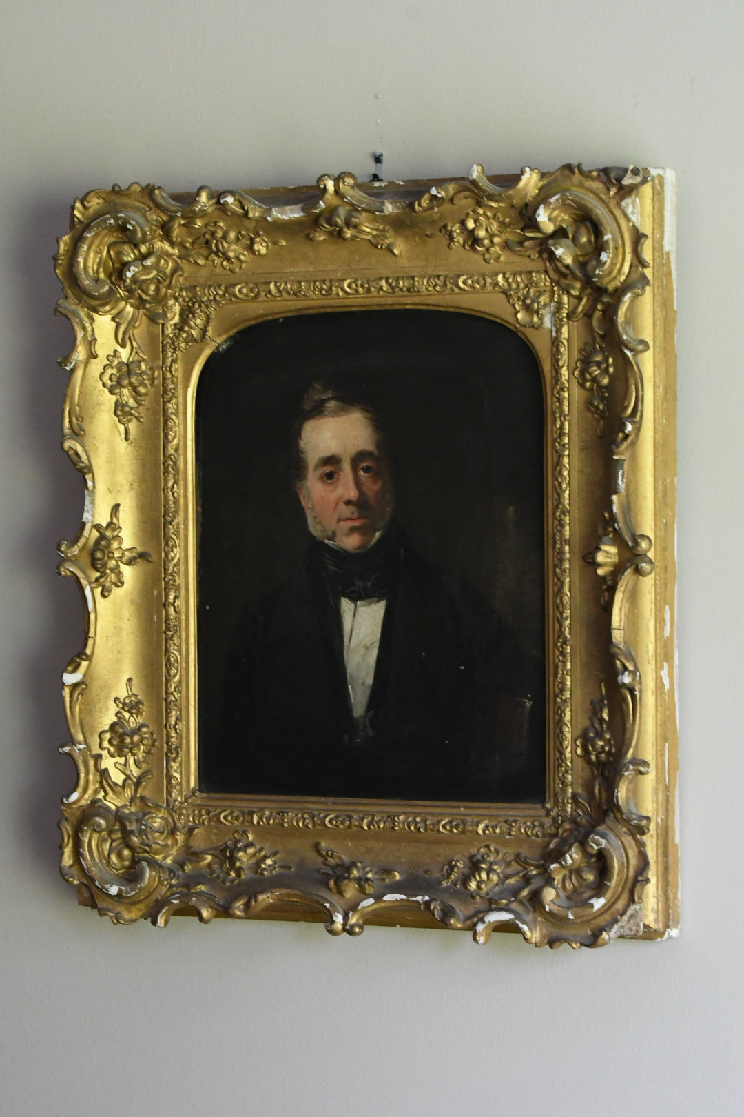 Antique English School Portrait of a Gentleman with Leather-Bound Book, Oil on Canvas, Circa 1840–1850, Early Victorian