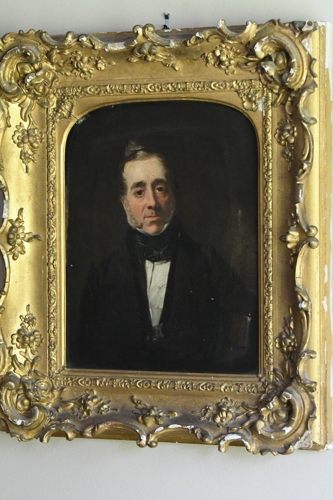 Antique English School Portrait of a Gentleman with Leather-Bound Book, Oil on Canvas, Circa 1840–1850, Early Victorian