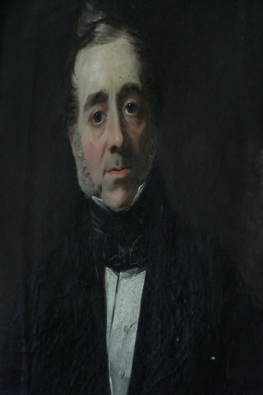 Antique English School Portrait of a Gentleman with Leather-Bound Book, Oil on Canvas, Circa 1840–1850, Early Victorian