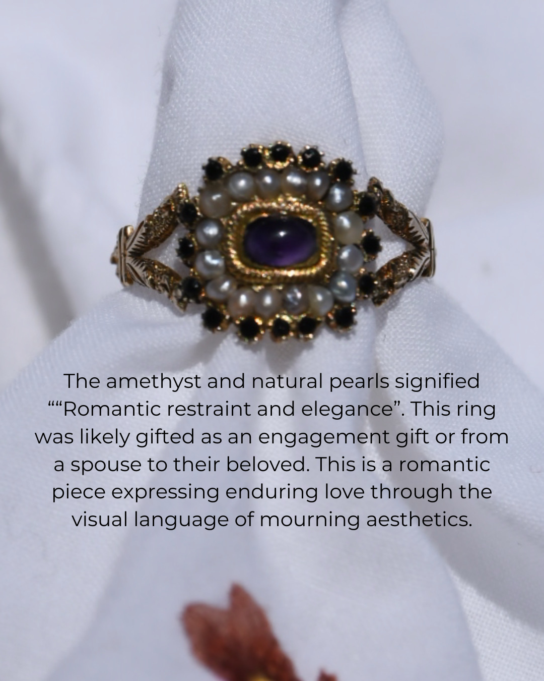 Georgian Amethyst & Natural Pearl Memorial Ring | Inscribed 1830 New York 10K Gold Sentimental Jewel
